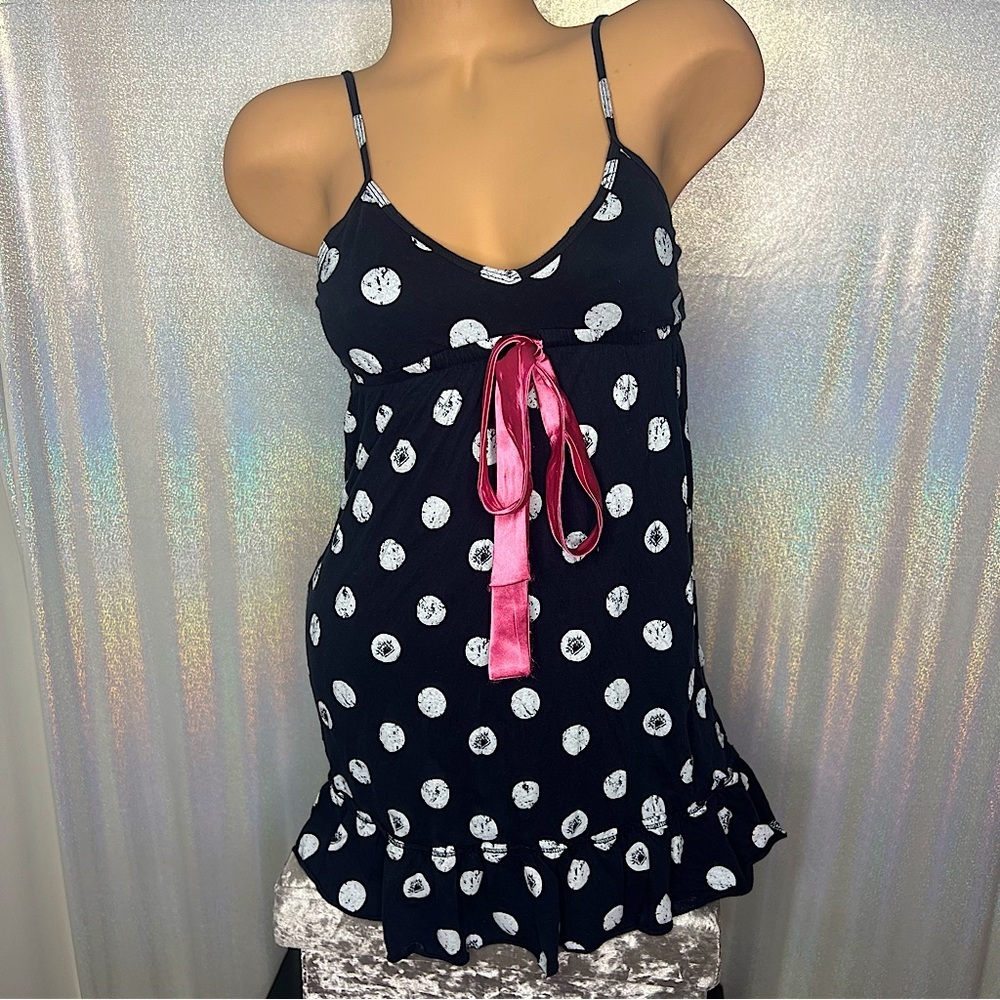 La senza Lola & coco nighty dress Pj polka dot black white pink satin bow cute